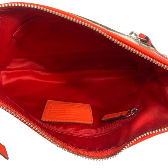 COACH Signature Canvas Orange Leather Shoulder Crossbody Bag w/ Tag F24063 EUC - Picture 11 of 16